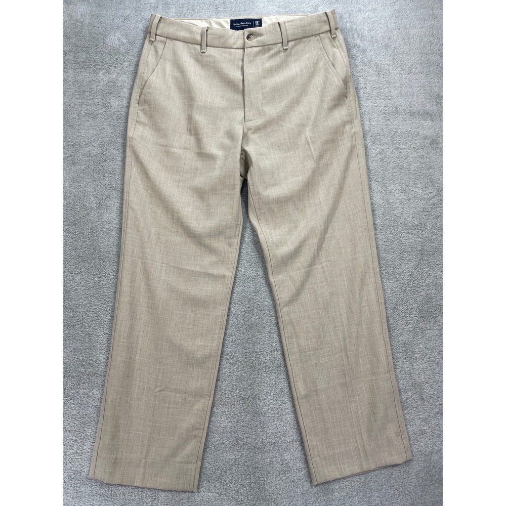 Abercrombie & Fitch Dress Pants Men 32x28 Beige Relaxed Straight Linen Trousers